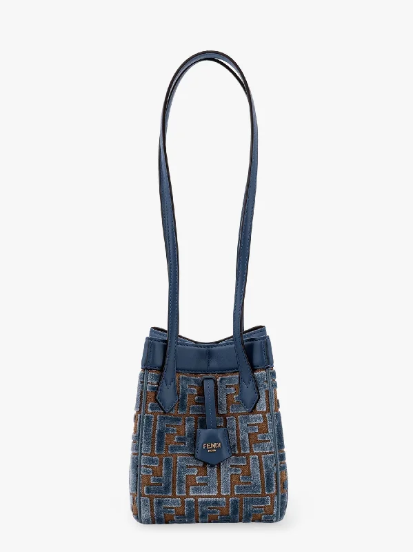 Fendi bags with a front - zip pocket for small items such as lip balm and earphonesFendi Women Fendi Blue Bucket Bags