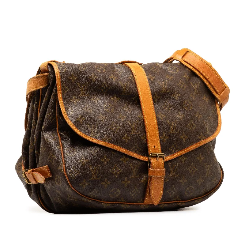 Louis Vuitton handbags with a patent - leather finish for a shiny lookLouis Vuitton Monogram Saumur 35 (Z5tzZ8)