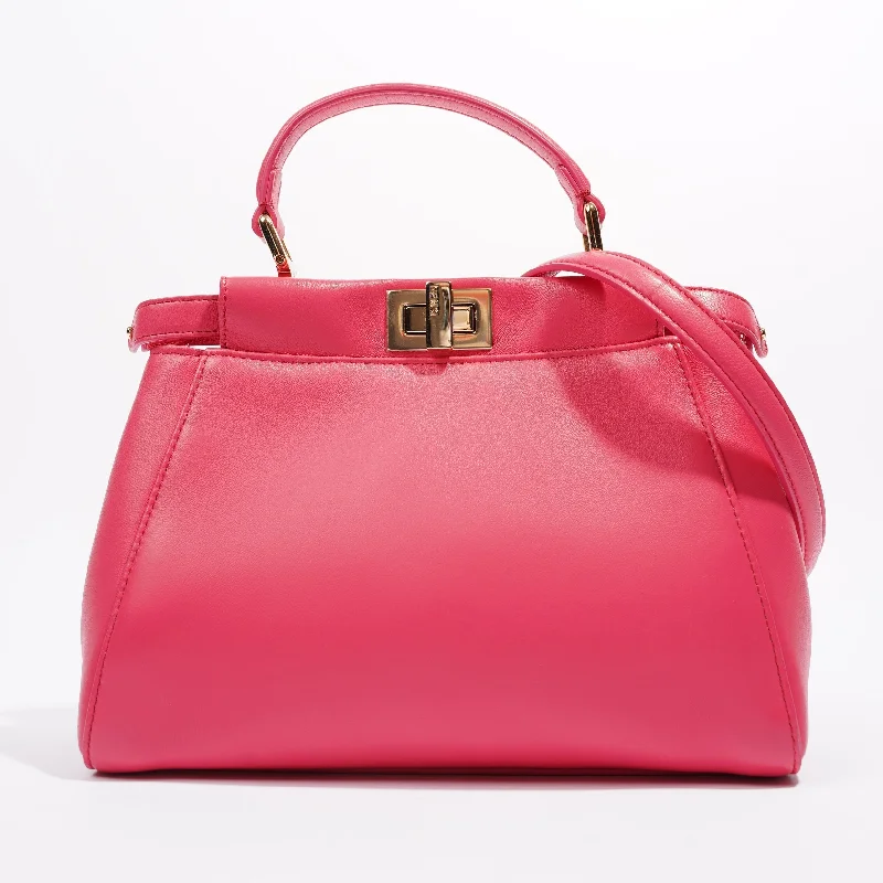 Ladies Fendi Peekaboo bags with a front - pocket organizer for quick access to essentialsFendi Peekaboo Pink Leather Mini