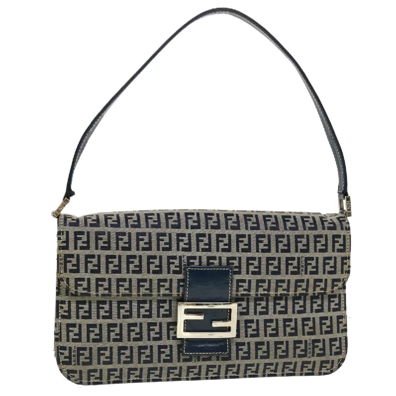 Fendi crossbody bags with a detachable fanny pack strap for a trendy and practical optionFENDI Mamma Baguette Zucchino Canvas Shoulder Bag Navy  44520