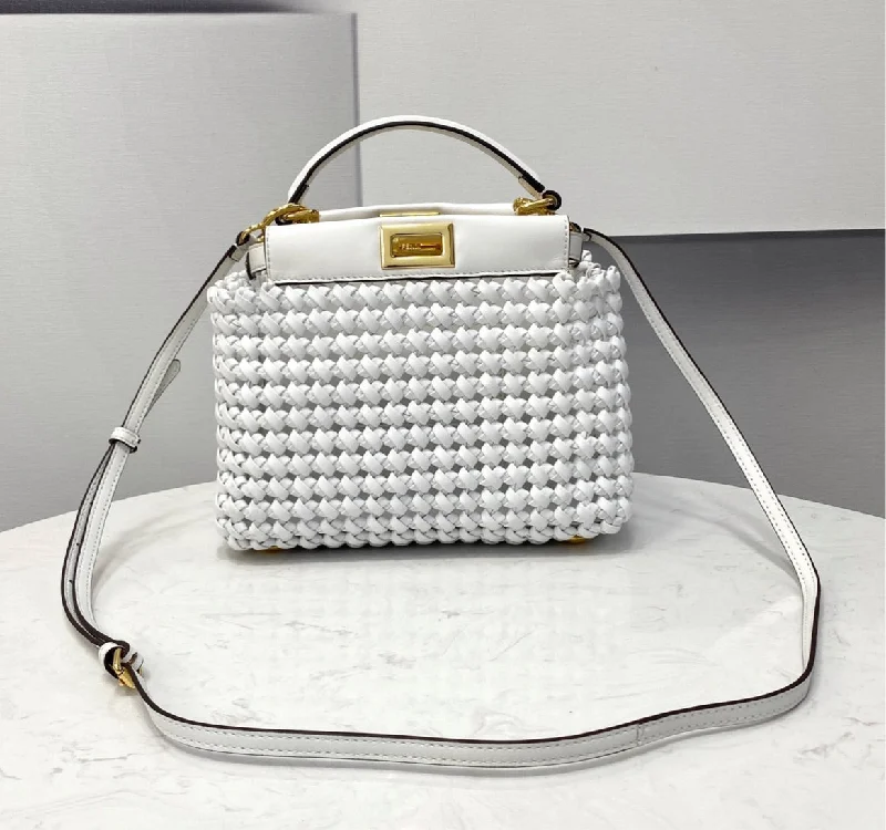 Fendi backpacks with a retractable handle for easy transportationWhite Fendi woman shoulder handbag