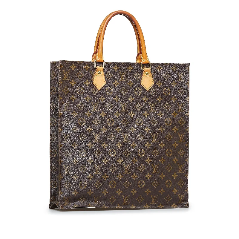 Louis Vuitton bags with a chain - link trim and a leather body for a modern edgeLouis Vuitton Monogram Sac Plat (HdV4ps)