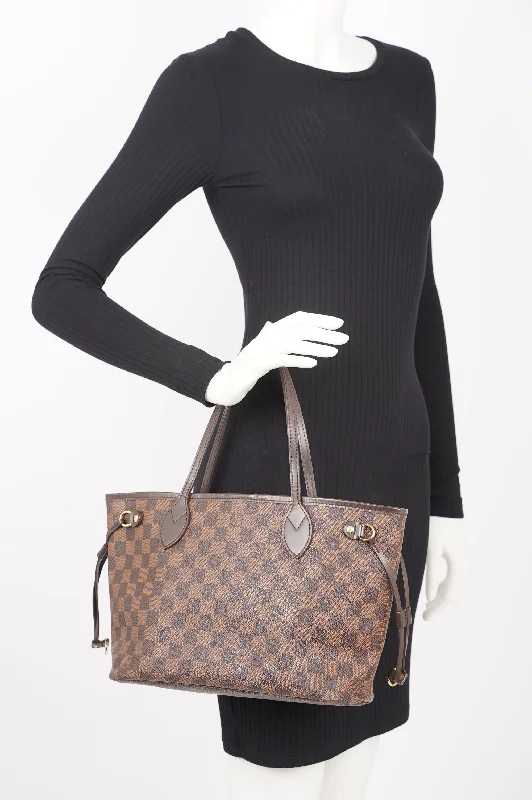 Louis Vuitton tote bags with a double - handle and shoulder - strap optionLouis Vuitton Neverfull Damier Ebene Canvas PM