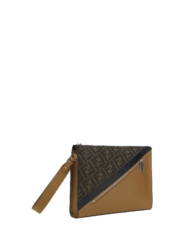 Ladies Fendi Peekaboo bags with a hand - carved leather detail for a unique and artisanal touchFendi Men Clutch Bag