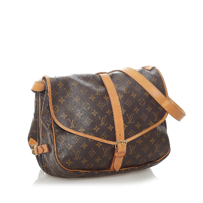 Louis Vuitton handbags with a patent - leather finish for a shiny lookLouis Vuitton Monogram Saumur 35 (32028)