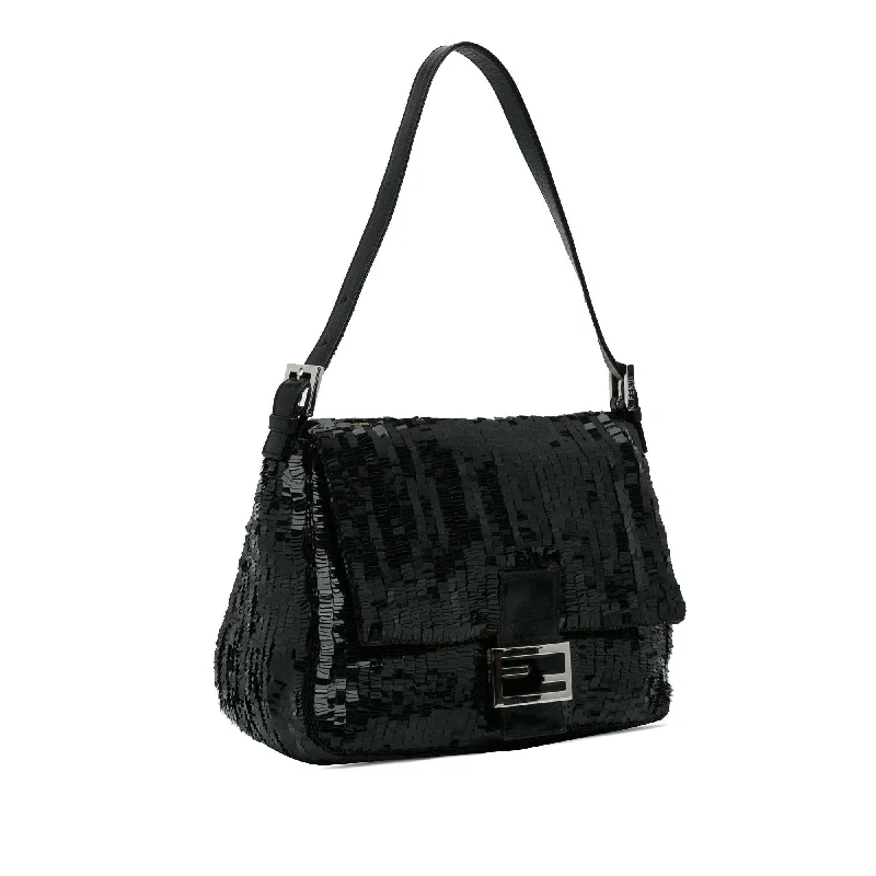 Fendi handbags with a metallic - finish FF logo for a bold and glamorous lookFendi Sequin Mamma Forever (SHG-ApBBsC)