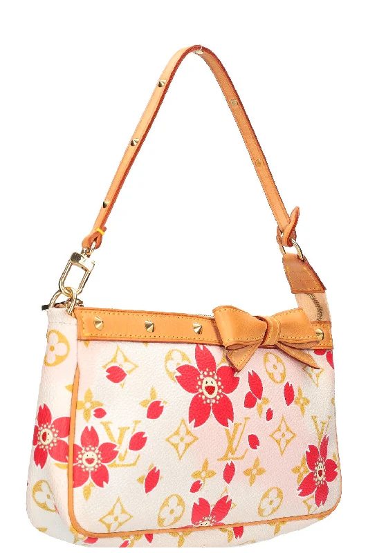 Ladies Louis Vuitton shoulder bags with a single - handle silhouetteLouis Vuitton Murakami Cherryblossom Pochette