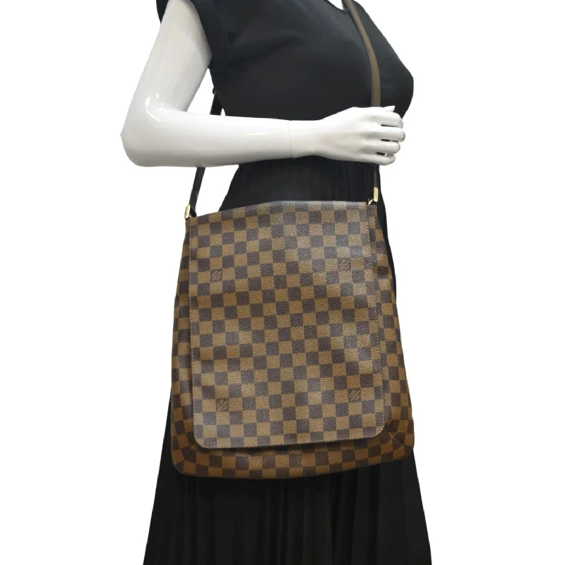 Louis Vuitton Alma bags with a monogram - embossed leather surfaceLOUIS VUITTON Musette Salsa GM Damier Ebene Crossbody Bag Brown