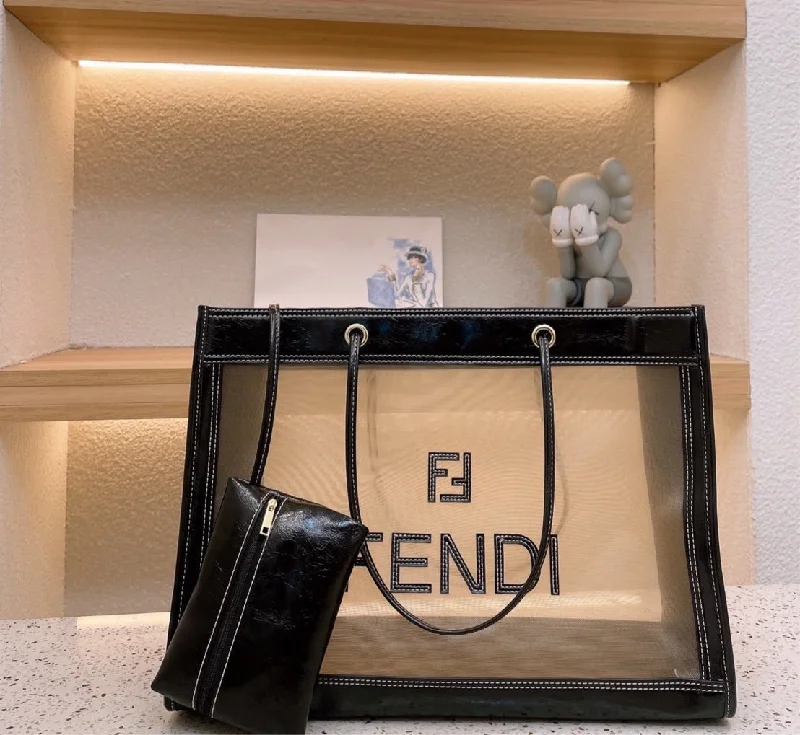 Ladies Fendi Sunshine Shopper bags in a pastel shade like mint for a soft and delicate appearanceLarge Transparent Fendi handbag