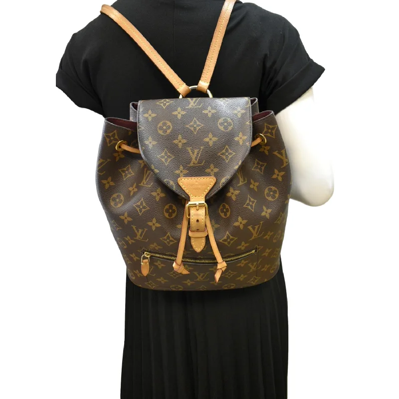 Louis Vuitton crossbody bags with a printed floral pattern for femininityLOUIS VUITTON Montsouris NM Monogram Canvas Backpack Bag Brown