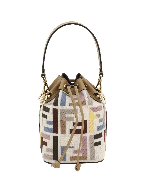 Fendi tote bags with a snap - button closure and a decorative charm for a fashionable and personalized lookFendi Women Mon Tesor Bucket Bag