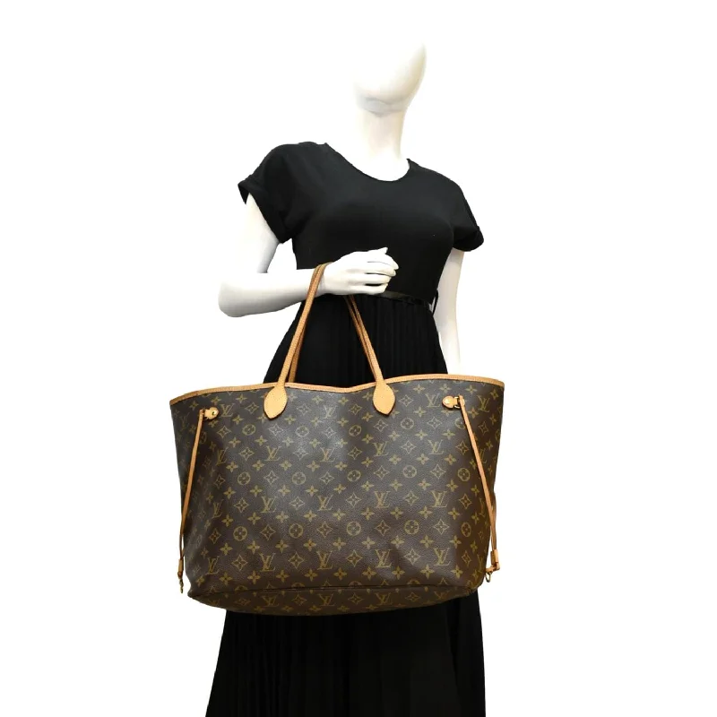 Louis Vuitton bags with a magnetic snap closure for easy accessLOUIS VUITTON Neverfull GM Monogram Canvas Tote Bag Brown