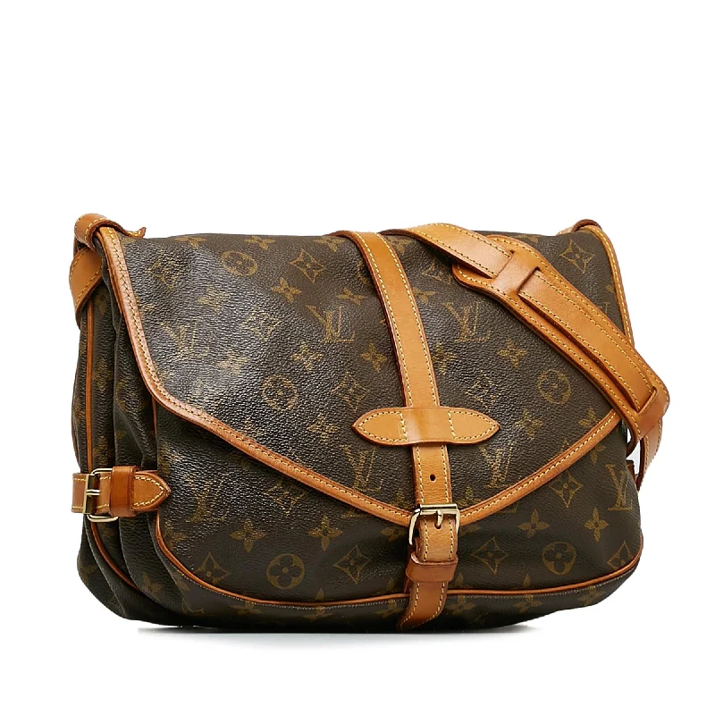 Louis Vuitton handbags with a back - zip pocket for storing valuablesLouis Vuitton Monogram Saumur 30 (uVePnh)