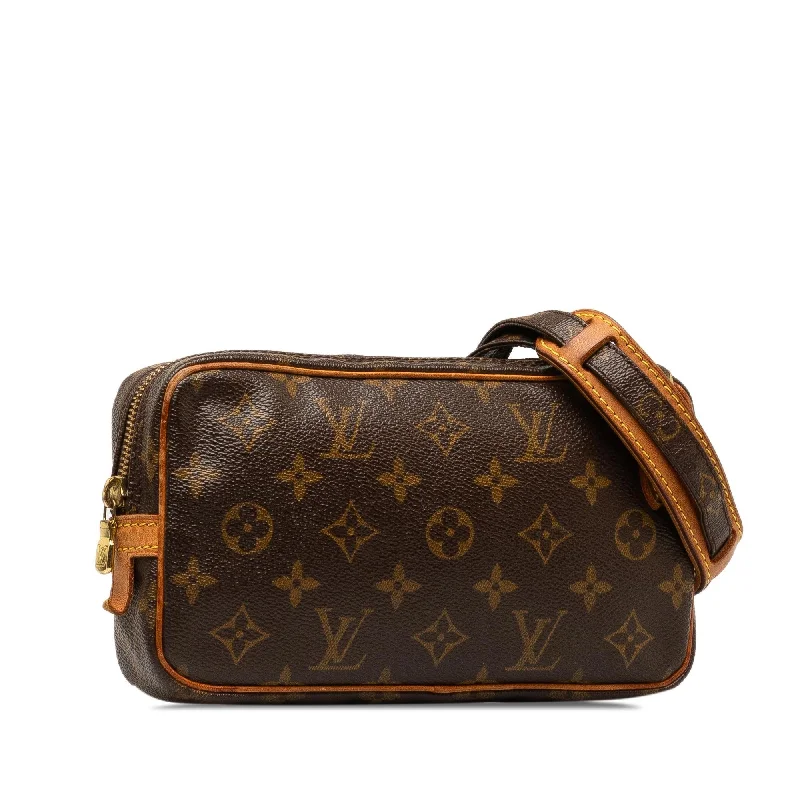 Ladies Louis Vuitton shoulder bags with a magnetic - closure flap for easeLouis Vuitton Monogram Pochette Marly Bandouliere (gxbvhA)