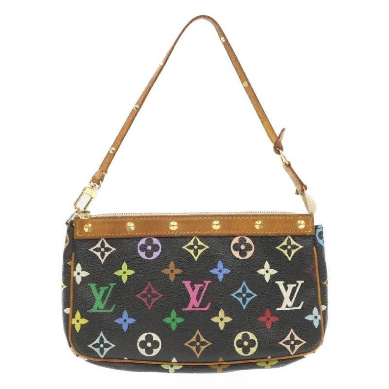 Louis Vuitton bags with a front - zip pocket for small items like keysLOUIS VUITTON Multicolor Pochette Accessoires Pouch Black M92648 LV Auth am340g