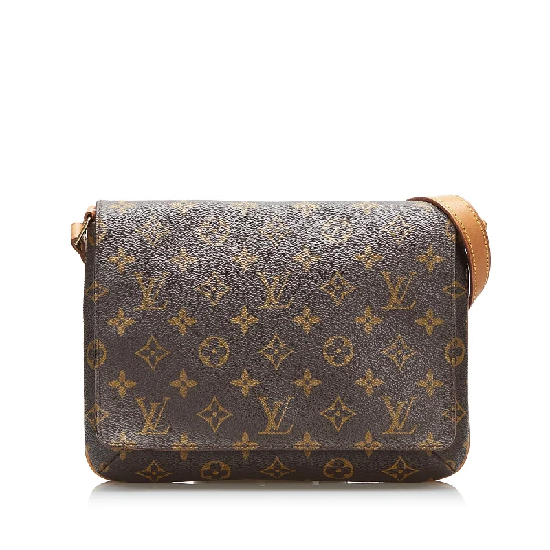 Louis Vuitton bags with a chain - link trim and a leather body for a modern edgeLouis Vuitton Musette Tango Short Strap Monogram Canvas