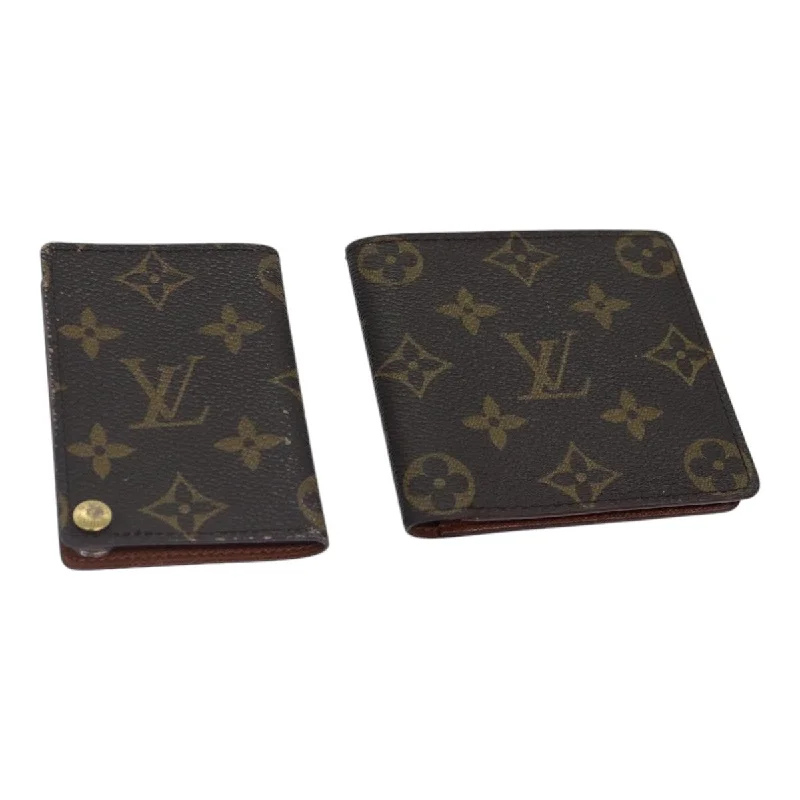 Louis Vuitton bags with a chain - link trim and a leather body for a modern edgeLOUIS VUITTON Monogram Wallet 2Set LV Auth bs17454