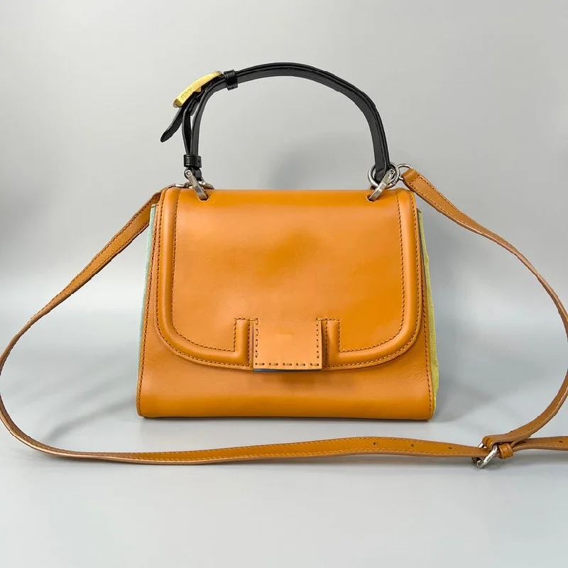 Fendi backpacks with a ventilated back panel for improved air circulationFendi Orange Leather Handbag 27x28cm