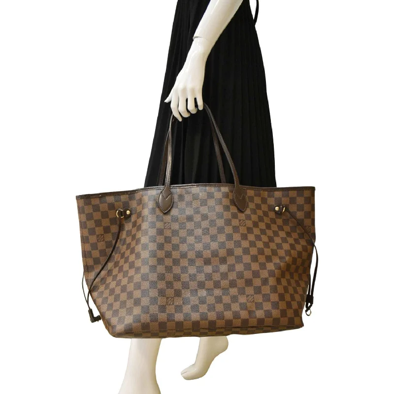 Louis Vuitton Alma bags with a leather - wrapped handle for a luxurious feelLOUIS VUITTON Neverfull GM Damier Ebene Tote Shoulder Bag Brown