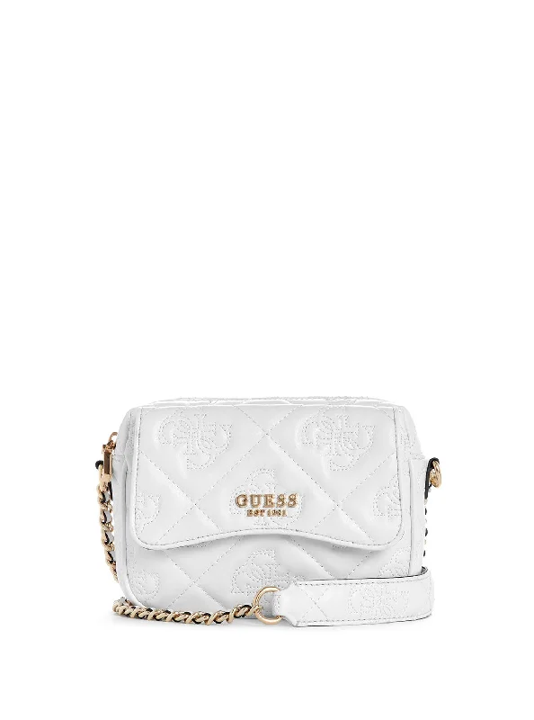 Guess bags with luxury-inspired texturesWhite Marieke Camera Bag