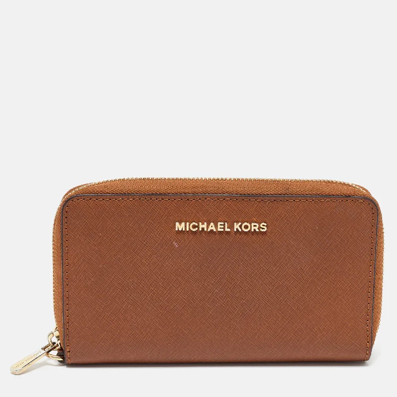 Michael Michael Kors Bags for cooking classes with compartments for utensilsBrown Leather Logo Zip Around Wallet