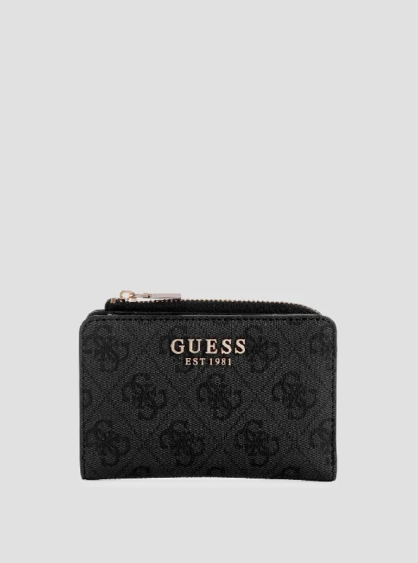 Guess bags with durable canvas constructionBlack Laurel Card Case