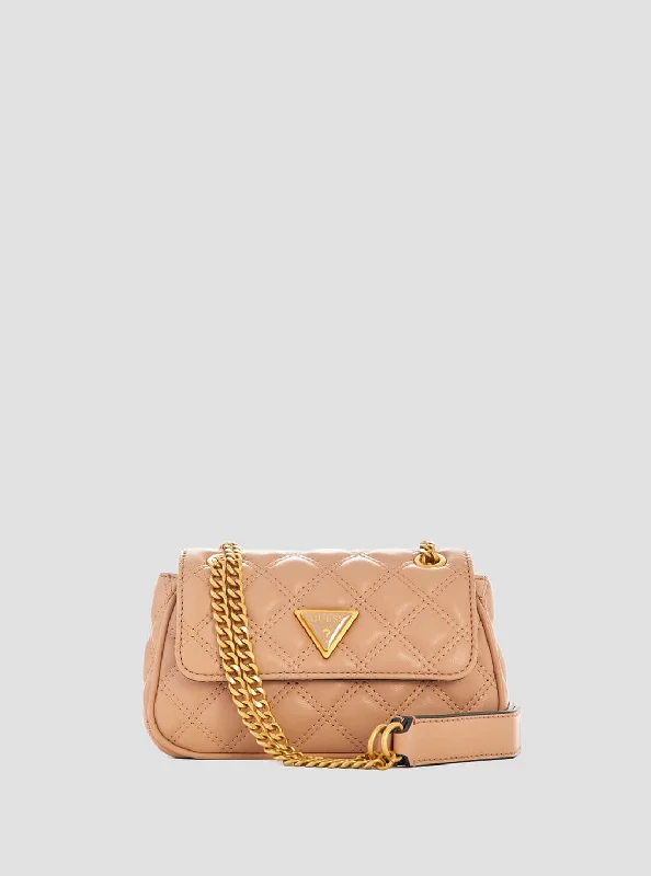 Guess bags with gold-tone hardwareBeige Giully Mini Convertible Crossbody Bag