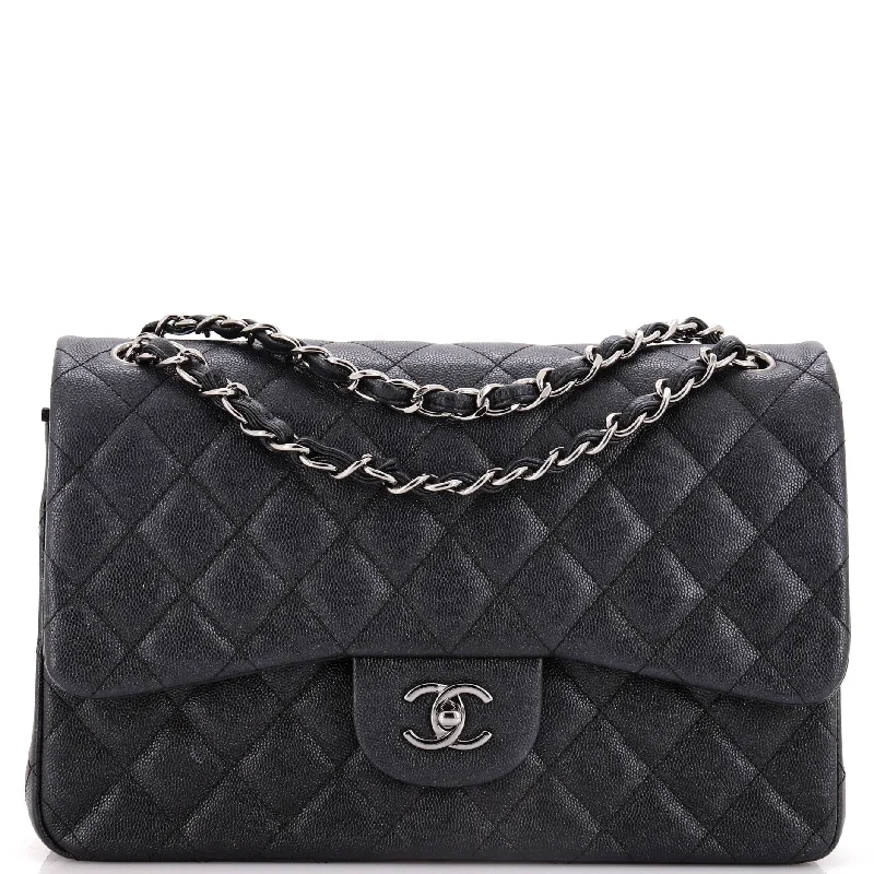 Classic Double Flap Bag Quilted Iridescent Caviar Jumbo