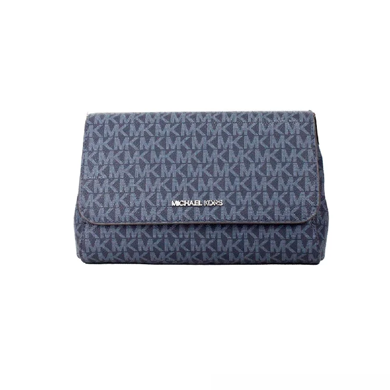 Michael Michael Kors Bags for influencers to carry at eventsMichael Kors Jet Set Medium Navy Blue PVC Convertible Pouchette Crossbody Bag