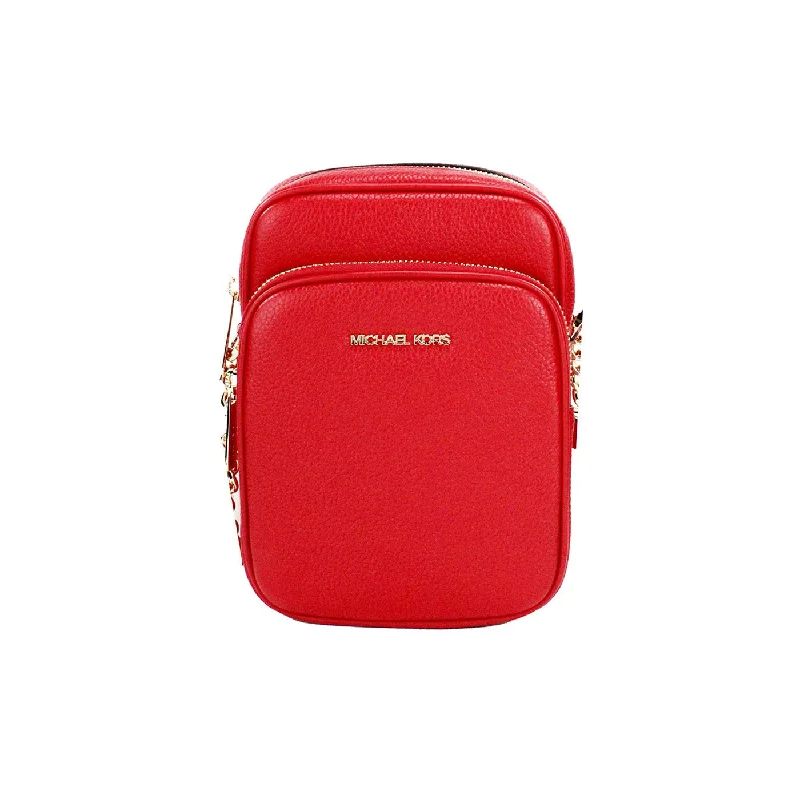 Michael Michael Kors Bags for art exhibitions to complement the art - inspired lookMichael Kors Jet Set Bright Red Pebbled Leather North South Chain Crossbody Bag