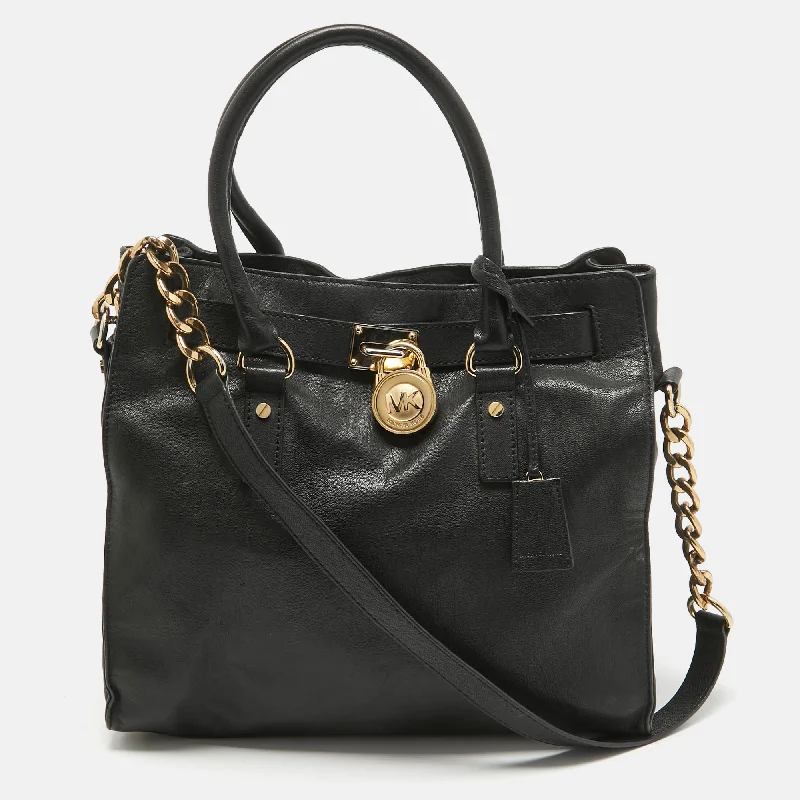 Michael Michael Kors Bags for technology expos in a tech - savvy and stylish designMICHAEL Black Leather Large Hamilton North South Tote