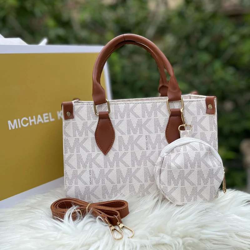 Michael Michael Kors Bags for family vacations to keep essentials organizedMichael Kors 2-Piece Handbag Set (White + Brown)