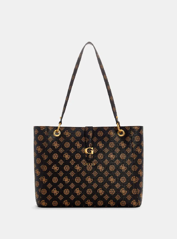 Guess bags with trendy embossed detailsBrown Logo Kuba Noel Tote Bag