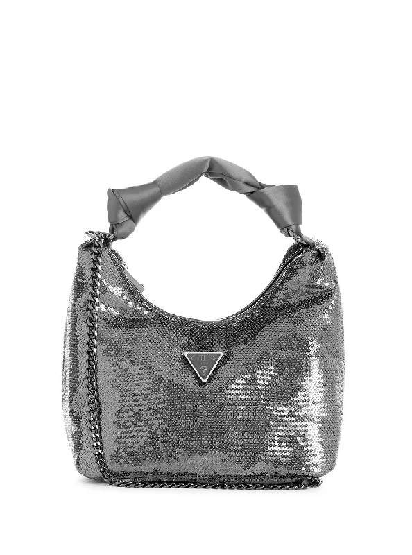 Guess bags with trendy embossed detailsPewter Velina Sequin Hobo Bag