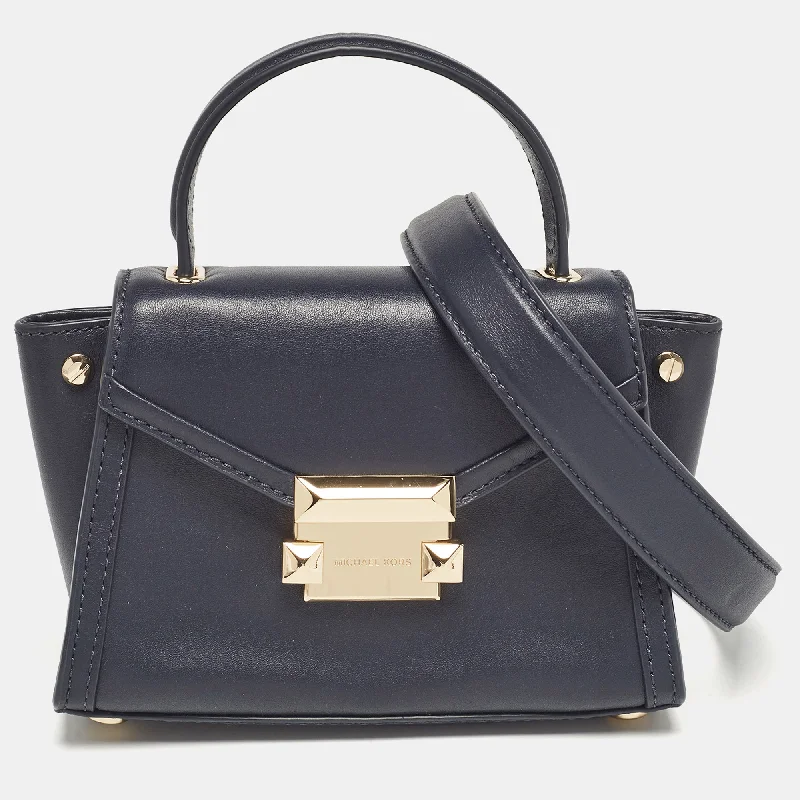 Michael Michael Kors Bags for influencers to carry at eventsNavy Blue Leather Mini Whitney Top Handle Bag