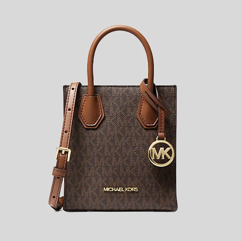 quilted Michael Michael Kors shoulder bags for a textured appearanceMICHAEL KORS Mercer Extra-Small Logo and Leather Crossbody Bag Brown 35T1GM9C0I