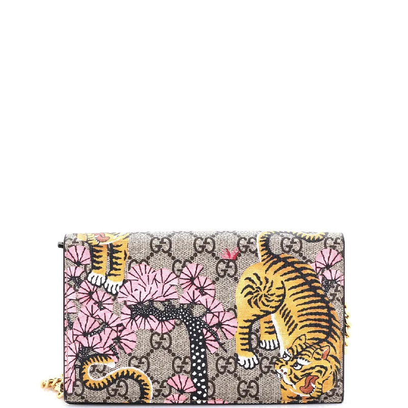 Chain Wallet Bengal Print GG Coated Canvas