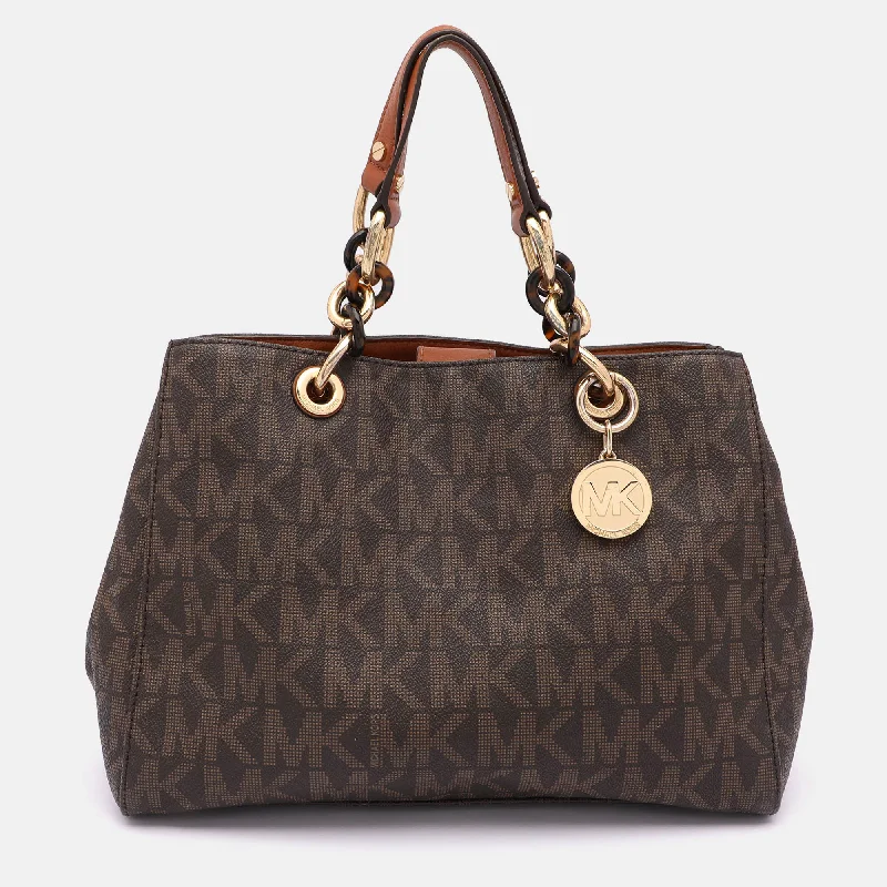 Michael Michael Kors Bags for science conferences in a professional and stylish wayBrown Signature Coated Canvas Medium Cynthia Tote