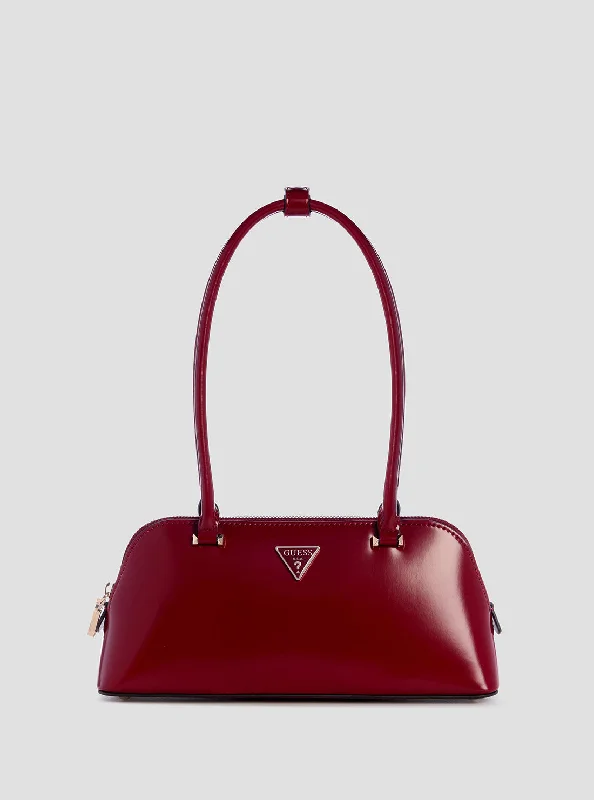 Guess bags with luxury-inspired texturesRed Arnela Shoulder Satchel Bag