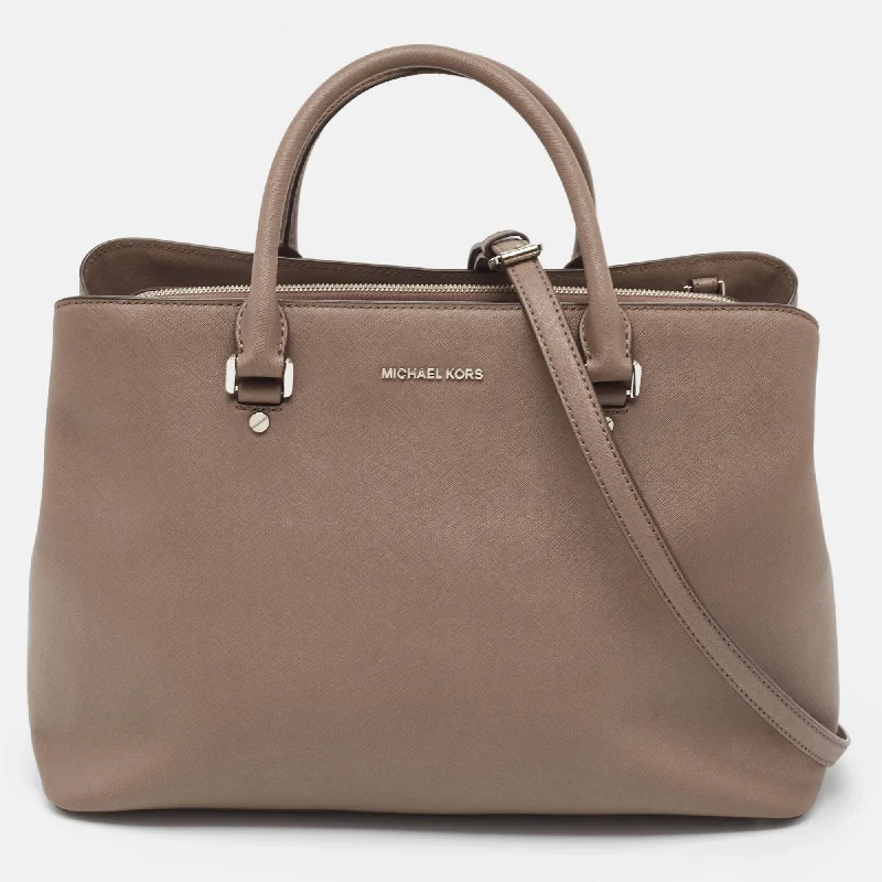 Michael Michael Kors Bags for cycling trips with a strap that won't get in the wayGrey Leather Savannah Tote