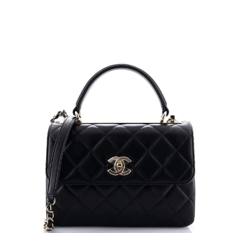 Trendy CC Top Handle Bag Quilted Lambskin Small