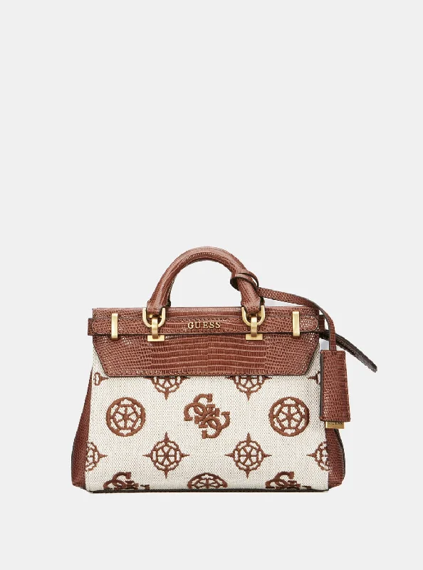 Guess bags available in a variety of shapes and sizesBrown Logo Sestri Satchel Bag