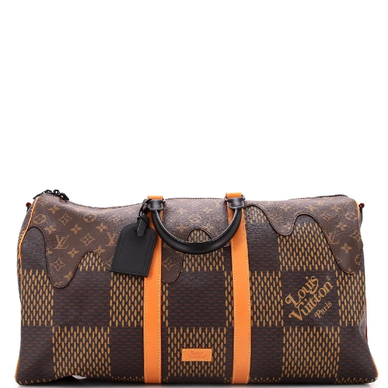 Nigo Keepall Bandouliere Bag Limited Edition Giant Damier and Monogram Canvas 50