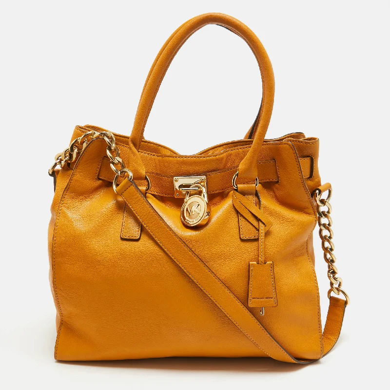 Michael Michael Kors Bags for art gallery openings in an elegant styleMICHAEL Mustard Leather Large Hamilton North South Tote