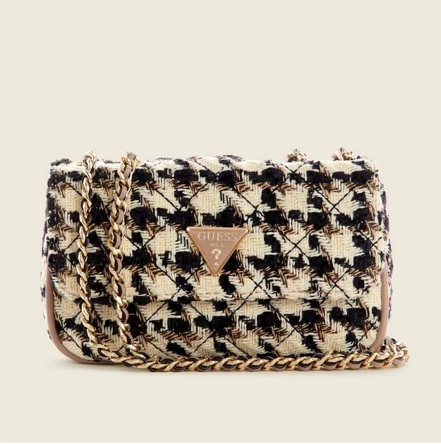 Guess bags with faux suede detailingCessily Tweed Convertible Mini Bag