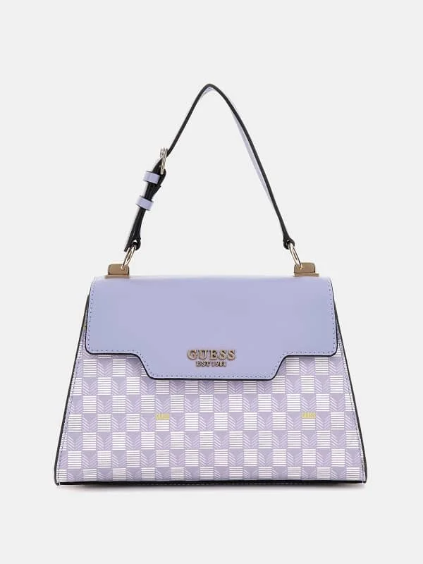 Guess bags with versatile and adjustable strapsHallie Geometric-Print Handbag