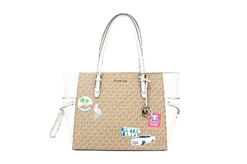 Michael Michael Kors Bags for business meetings in a sophisticated styleMichael Kors Gilly Large Travel Miami Print Signature PVC Tote Handbag Purse