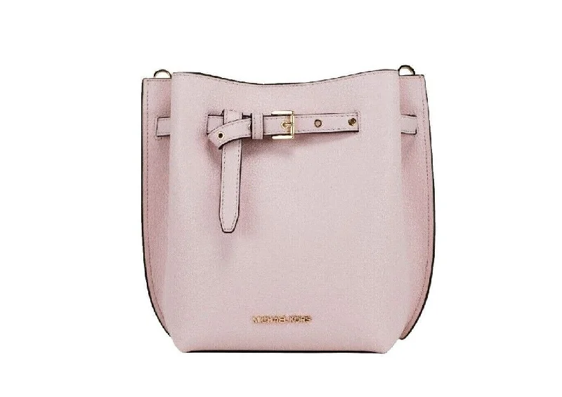 pastel pink Michael Michael Kors Bags for spring and summerMichael Kors Emilia Small Powder Blush Pebble Leather Bucket Messenger Handbag