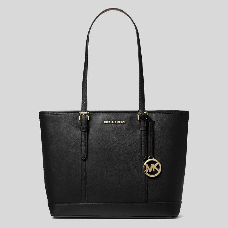 Michael Michael Kors Bags for business seminars to hold important documentsMICHAEL KORS Jet Set Travel Small Saffiano Leather Top-Zip Tote Bag Black 35S0GTVT1L