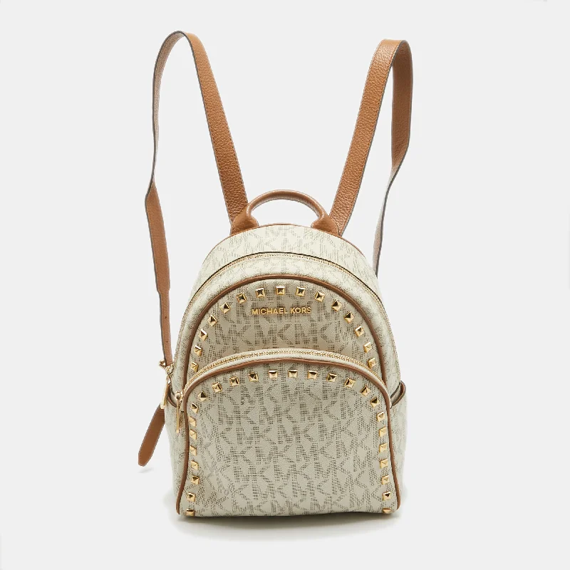 Michael Michael Kors Bags for housewarming parties to carry small giftsOff White Signature Coated Canvas Studded Abbey Backpack